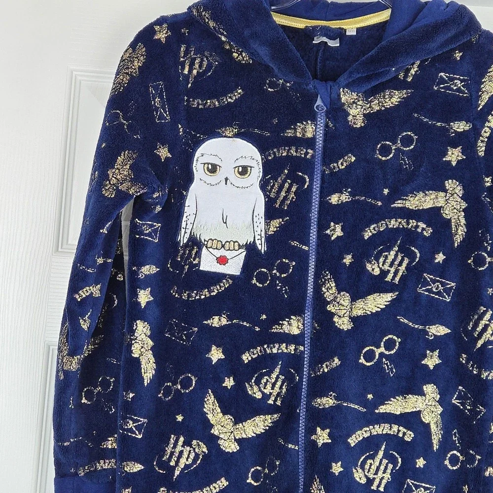 Harry Potter Hogwarts Hedwig‎ Pjs All In One Pajamas Kids Size 10/11 Union Suit
